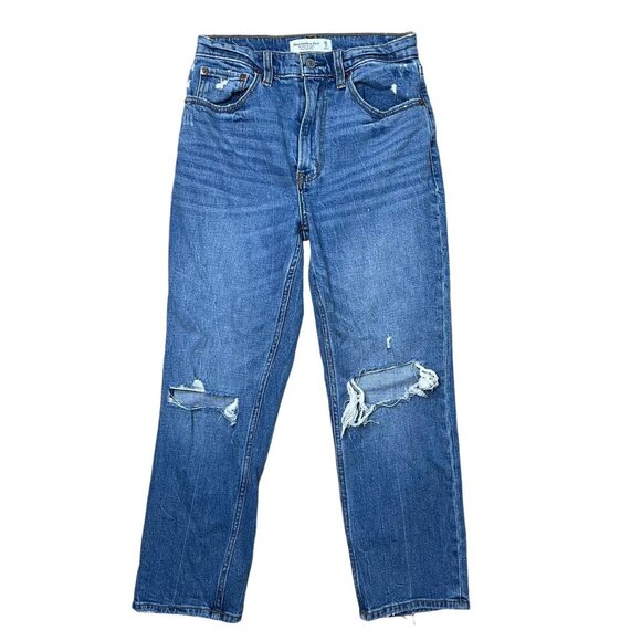 🌟 Abercrombie & Fitch Ultra High Rise Ankle Straight Distressed Jeans 26/2S - Picture 1 of 8